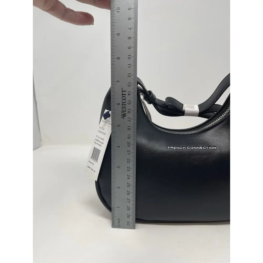 French Connection Sabrina Shoulder Bag with Coin Purse Black Faux Leather‎